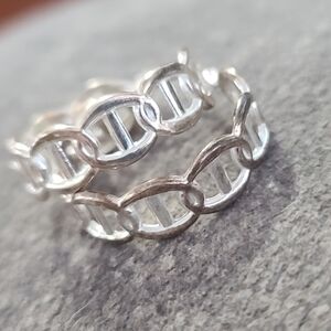 JCM Sterling Silver Linked Circle Band Ring Loop Earrling, Heavy